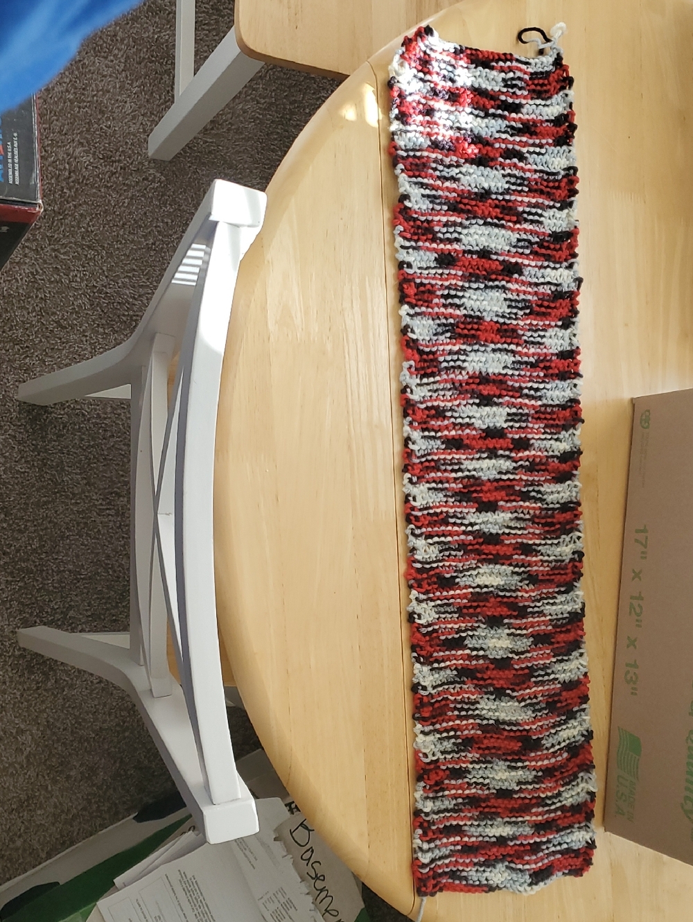 Handmade Red Black White Knit Small Table Runner